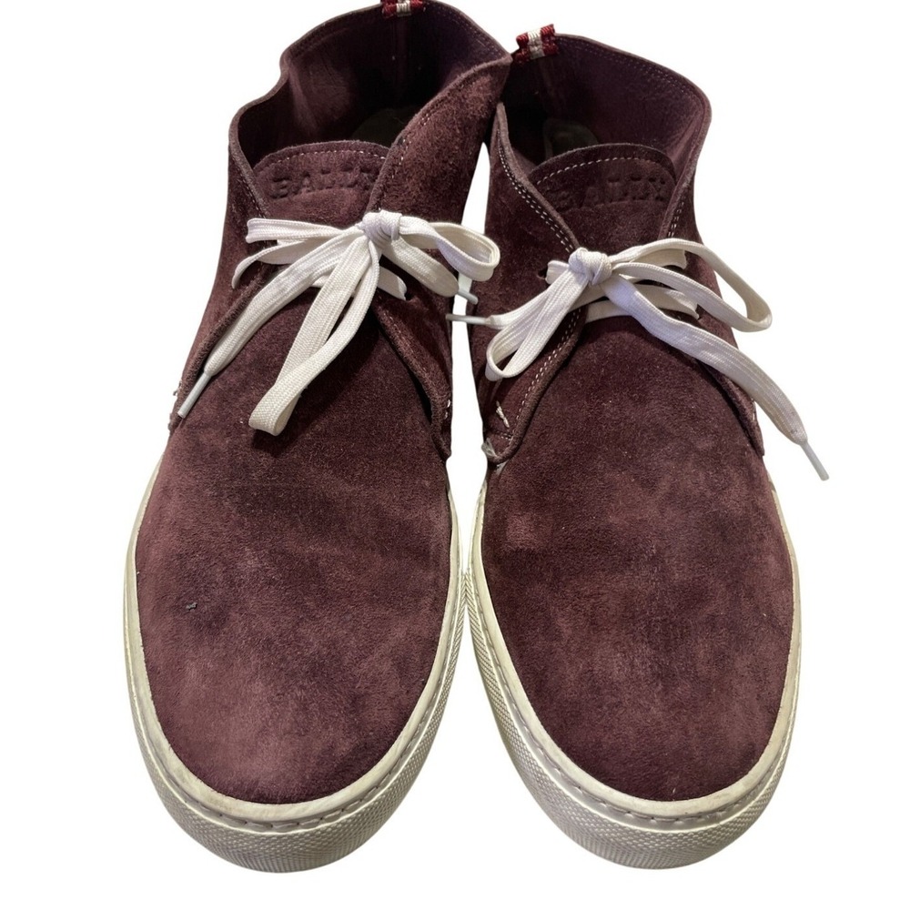 Bally Mens Burgundy Suede Chukka Sneakers Mid Top Lace Up Shoes Size 11 US 10 EU